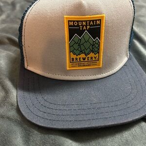 Gray and Blue Trucker Hat with Mountain Tab Brewery